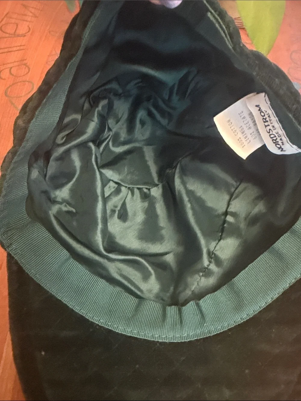 Nordstrom Quilted Velvet Cap in Forest Green